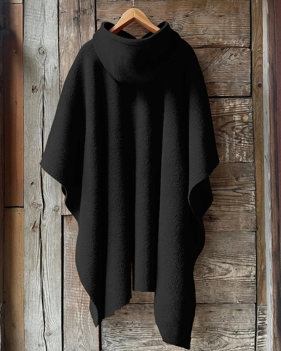 African Fingerprint Map Hooded Fleece Shawl Cape